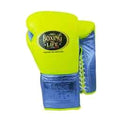 No Boxing No Life lime green and metallic blue boxing gloves - NBNL horsehair Mexican lace-up