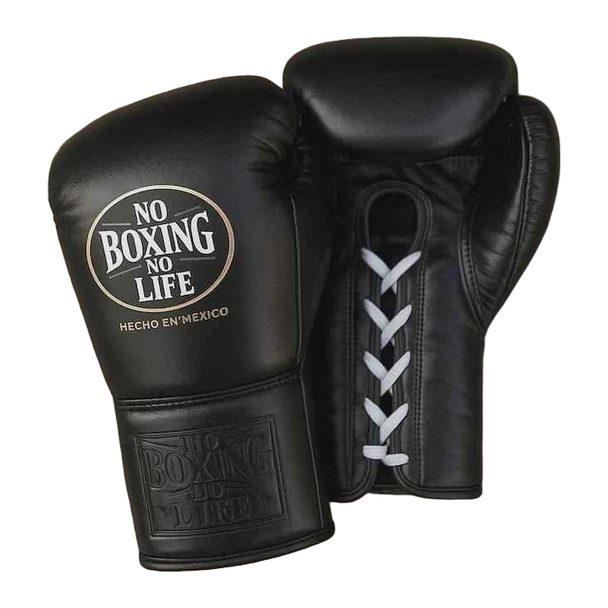 No Boxing No Life matte black boxing gloves - NBNL horsehair Mexican lace-up