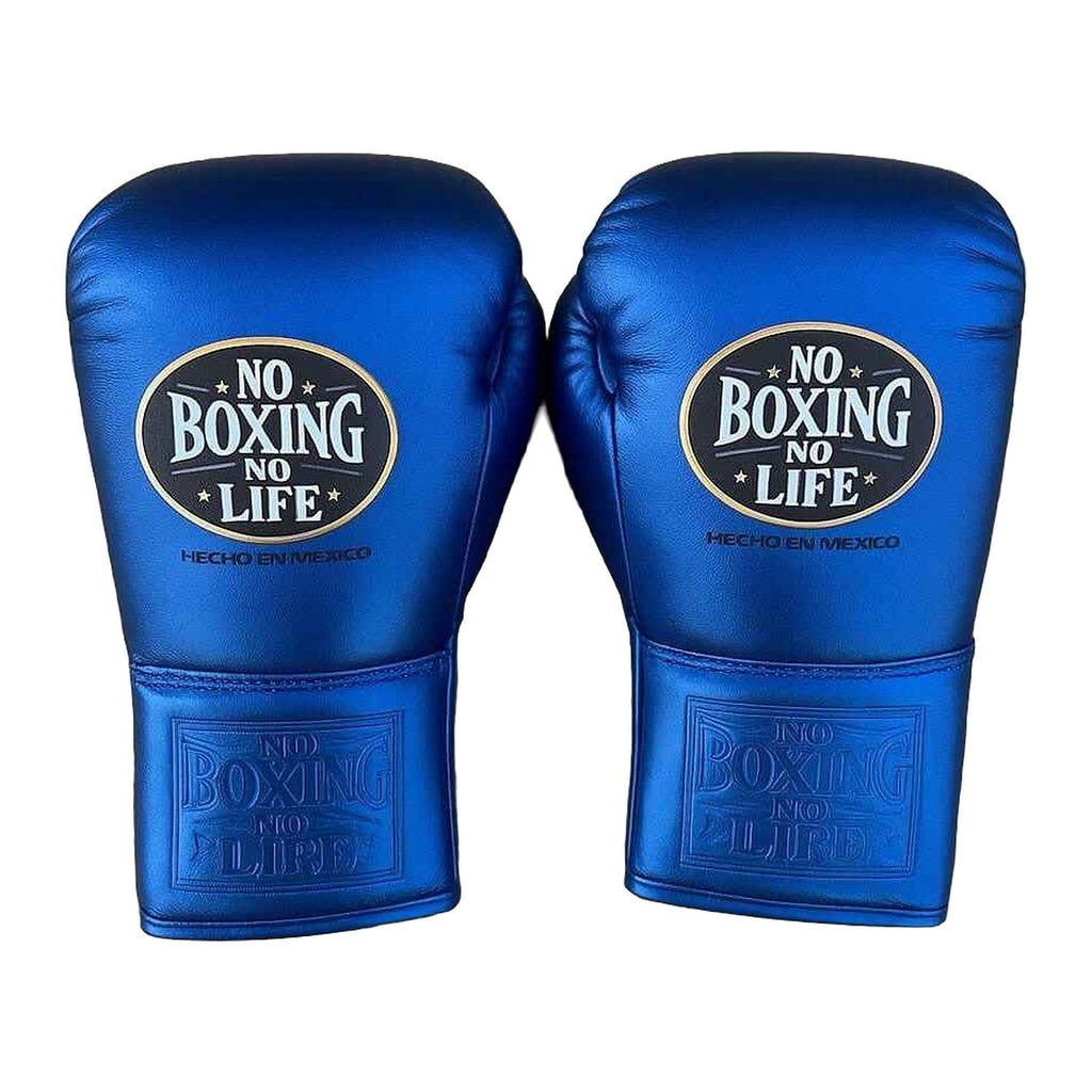 No Boxing No Life metallic blue boxing gloves - NBNL horsehair Mexican lace-up