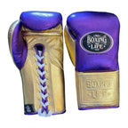 No Boxing No Life metallic purple and gold 10oz boxing gloves - NBNL horsehair Mexican lace-up