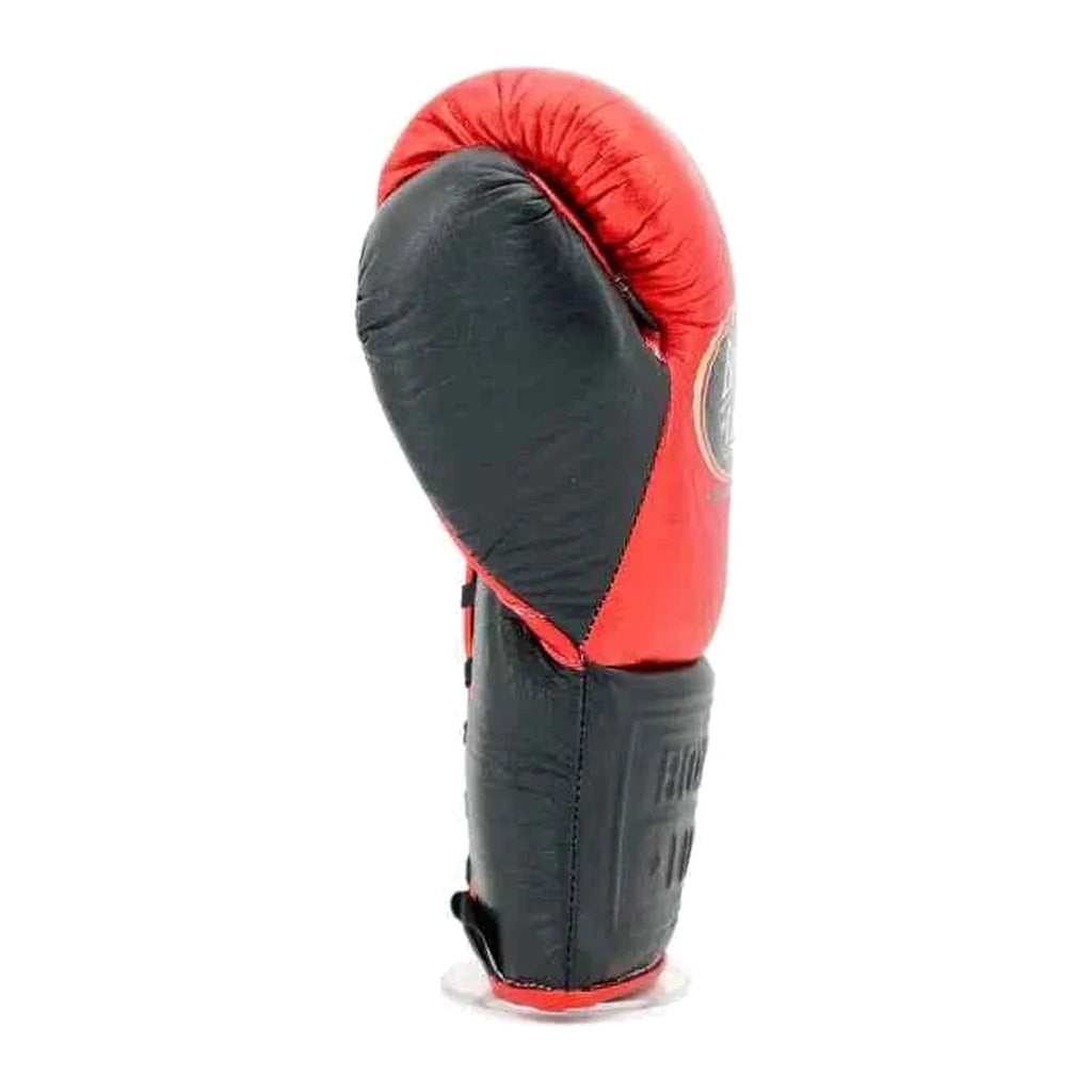 No Boxing No Life red black gloves close-up of lace-up wrist closure