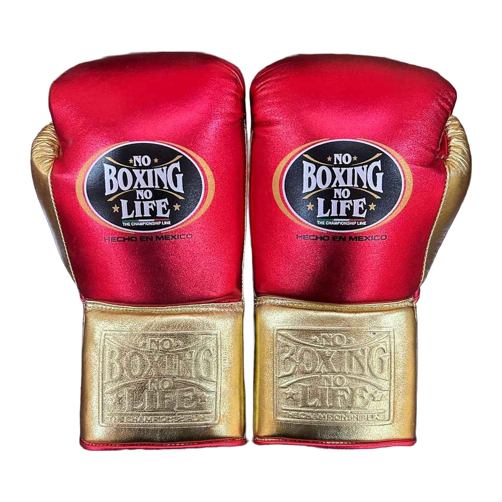 No Boxing No Life metallic red and gold boxing gloves - NBNL Mexican lace-up