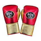 NBNL metallic red gold gloves side profile compact Mexican glove shape