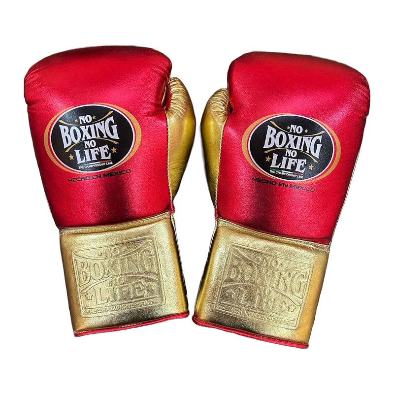 No Boxing No Life metallic red and gold boxing gloves - NBNL Mexican lace-up
