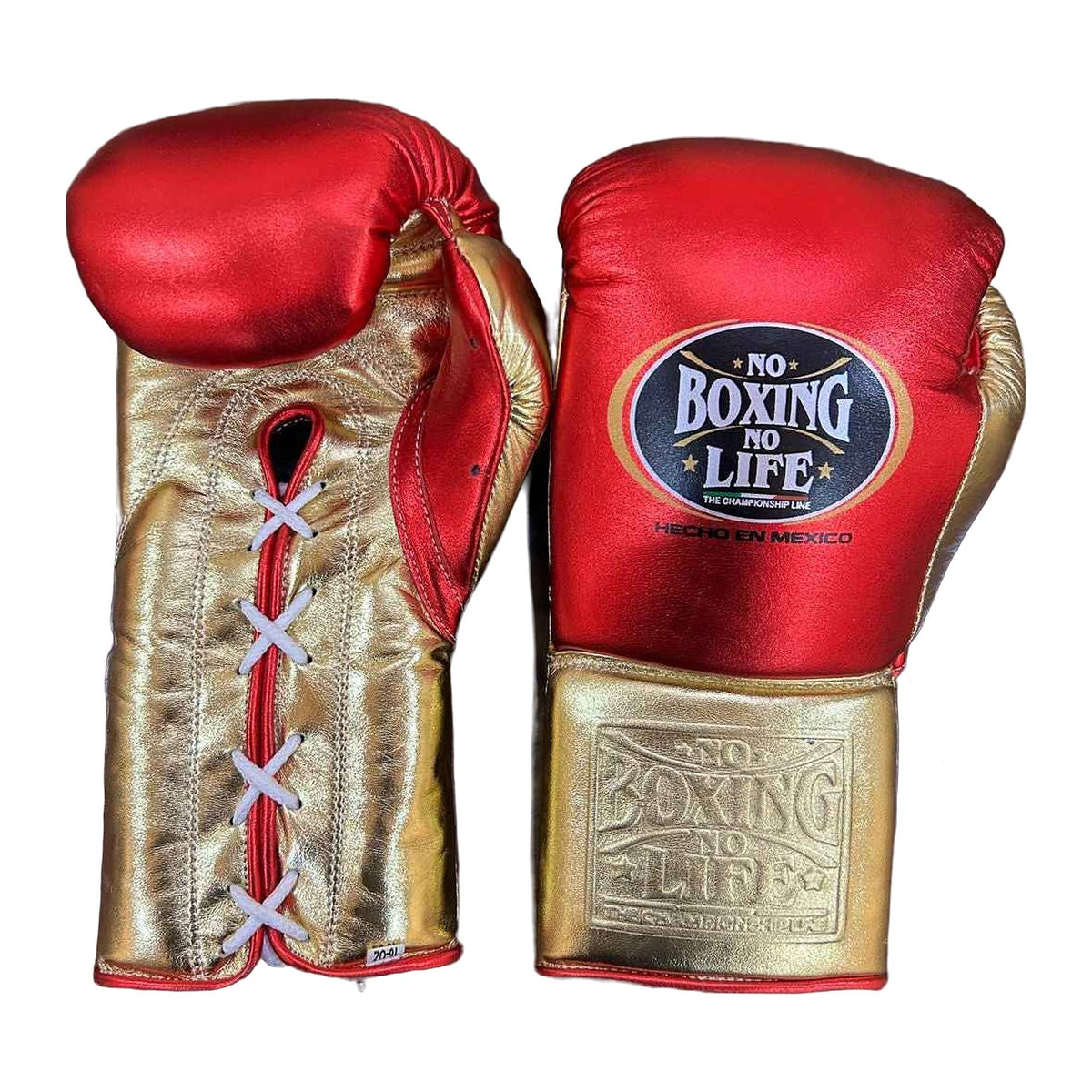 NBNL metallic red gloves knuckle view showing flat striking surface