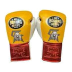 No Boxing No Life mustard yellow and metallic red boxing gloves - NBNL horsehair Mexican lace-up