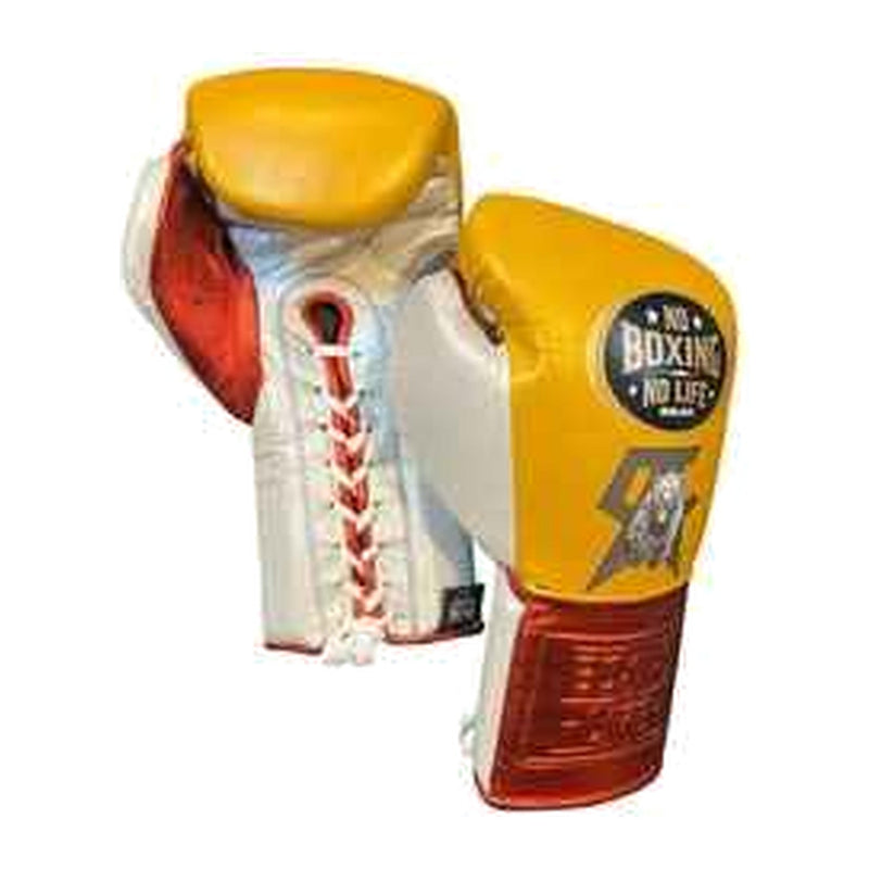 No Boxing No Life mustard yellow and metallic red boxing gloves - NBNL horsehair Mexican lace-up