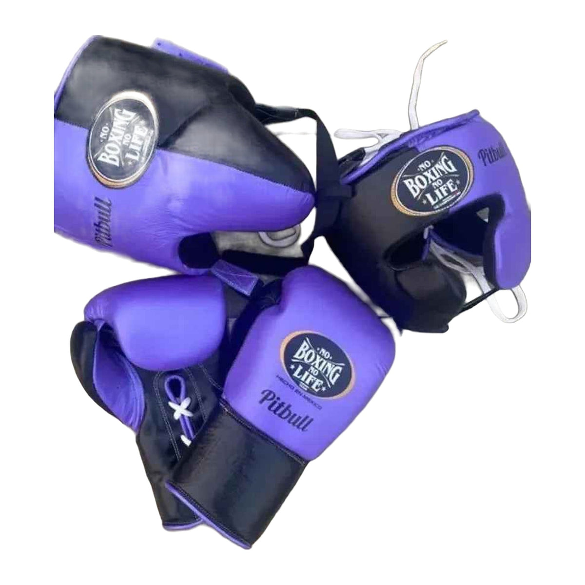 No Boxing No Life purple & black sparring set - gloves, headgear and groin guard