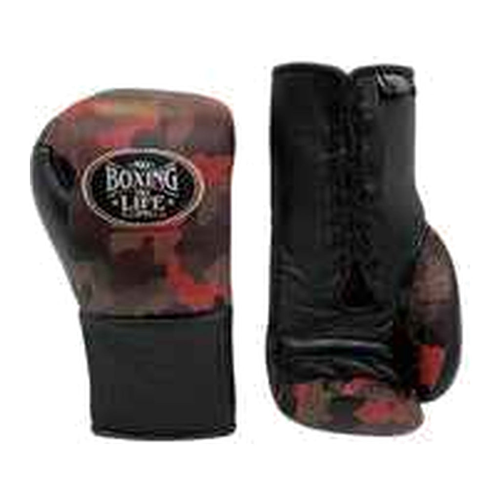 No Boxing No Life red camo and black boxing gloves - NBNL horsehair Mexican lace-up