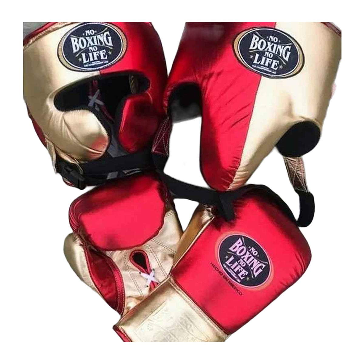 NBNL red & gold set detail showing leather stitching