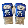 No Boxing No Life royal blue and metallic gold boxing gloves - NBNL horsehair Mexican lace-up