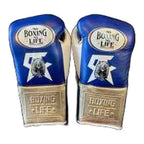 No Boxing No Life royal blue and metallic gold boxing gloves - NBNL horsehair Mexican lace-up