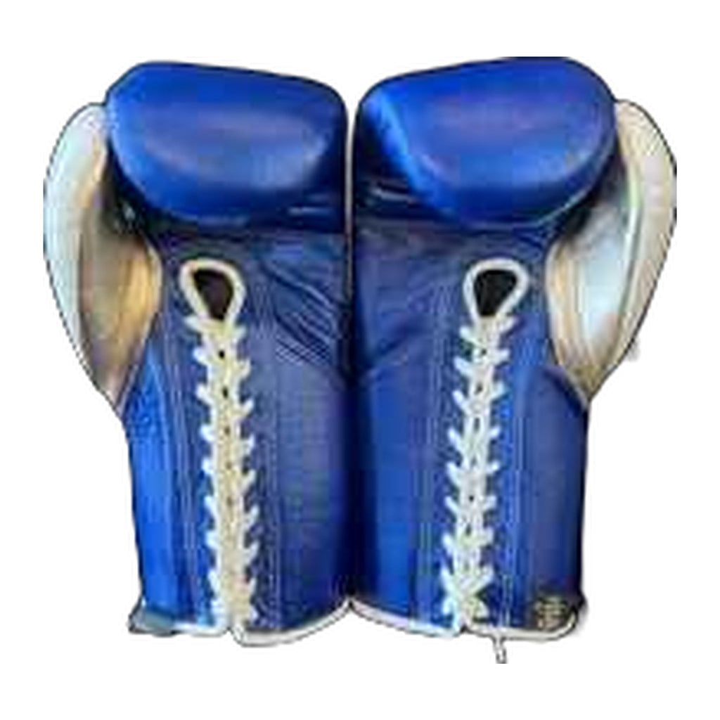 No Boxing No Life blue gold gloves palm view showing grip bar