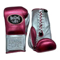No Boxing No Life silver and red boxing gloves - NBNL horsehair Mexican lace-up