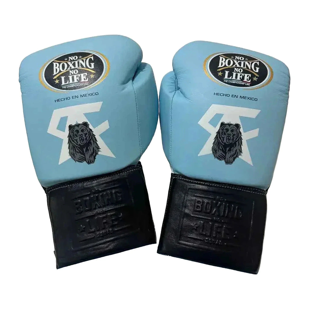 No Boxing No Life sky blue and black boxing gloves - NBNL Mexican lace-up