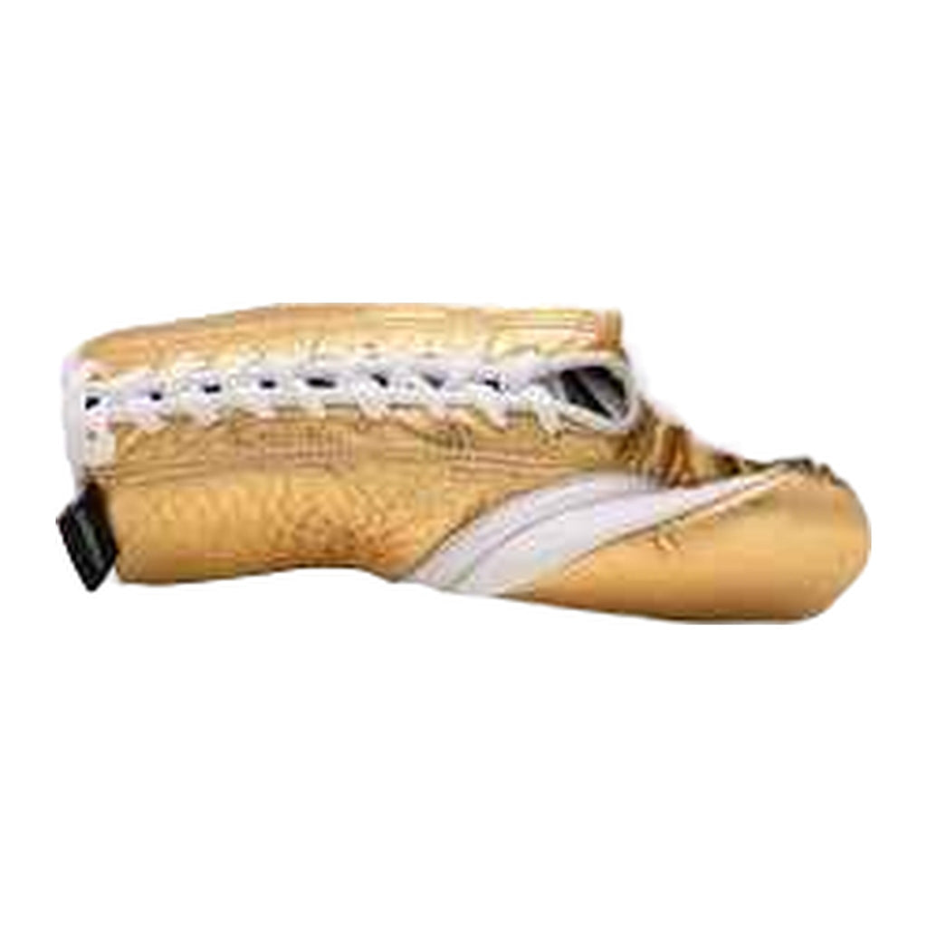 No Boxing No Life white gold gloves cuff detail with embossed branding