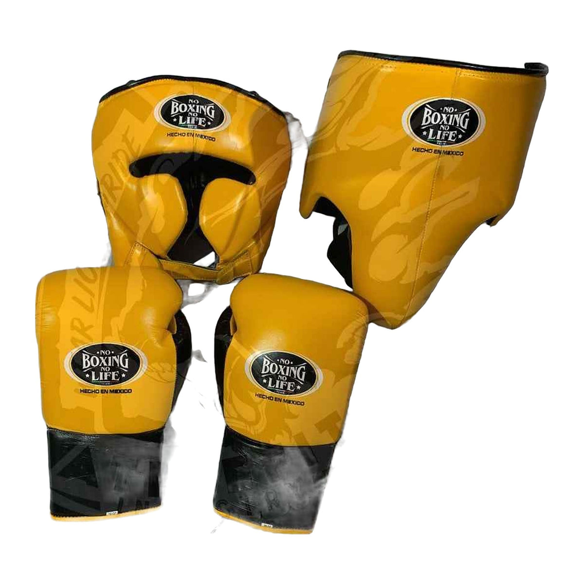 No Boxing No Life yellow & black sparring set - gloves, headgear and groin guard