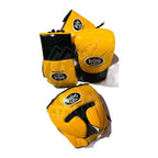 NBNL yellow & black lace-up gloves close-up