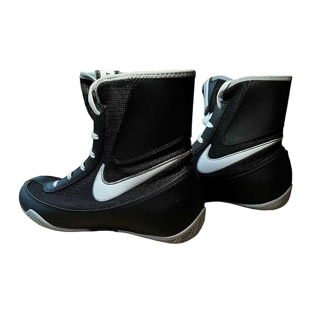 Nike Machomai 2 boxing shoes in black and white, wrap-around outsole detail