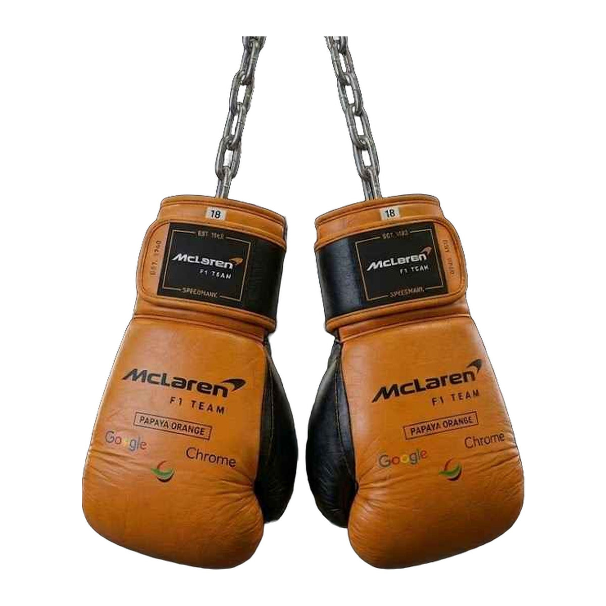 Orange and black boxing gloves knuckle view with contrast panelling