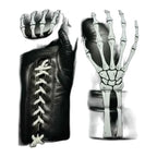 Black skeleton design lace-up boxing gloves