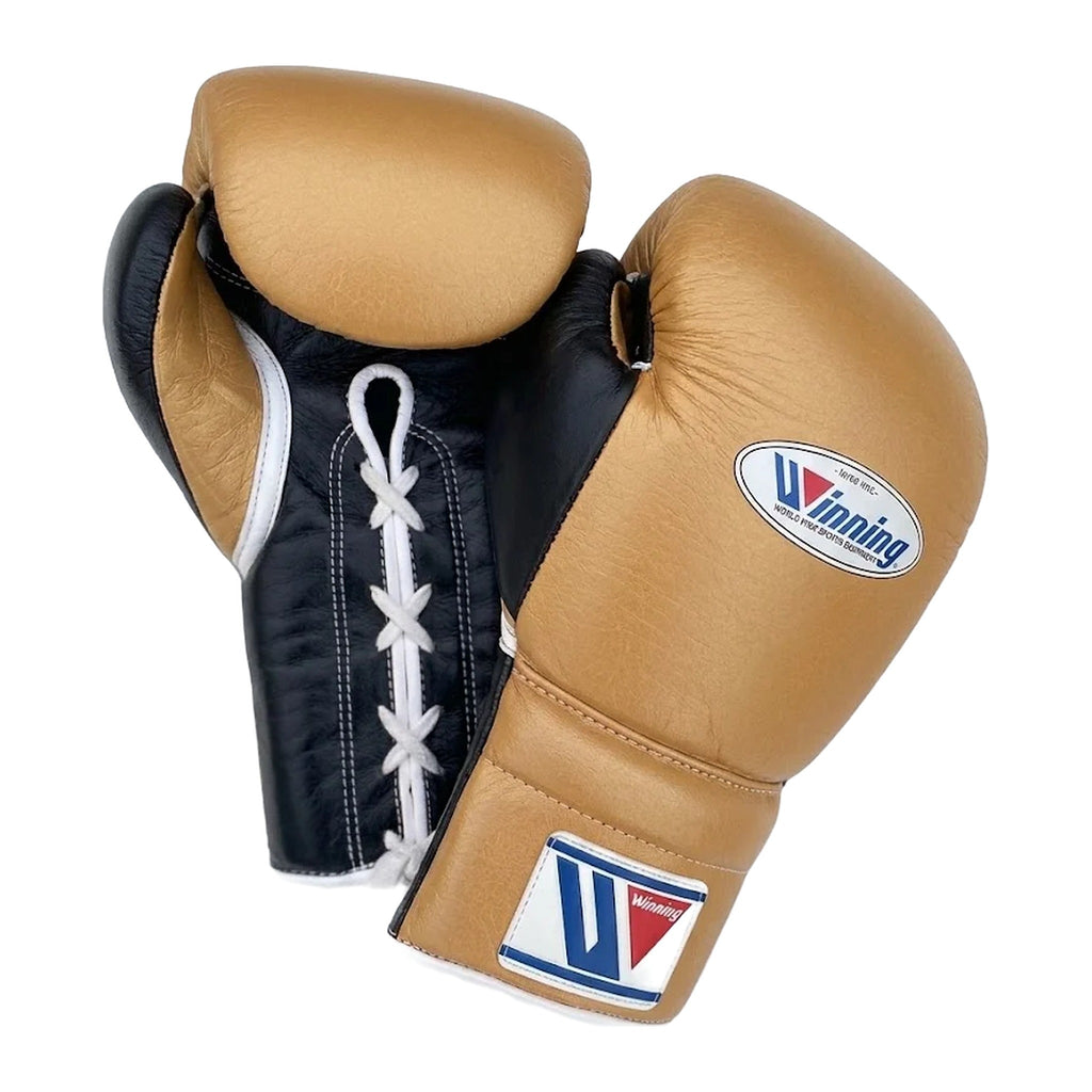 Winning Boxing Gloves Black & Gold, cuff and gold panel detail