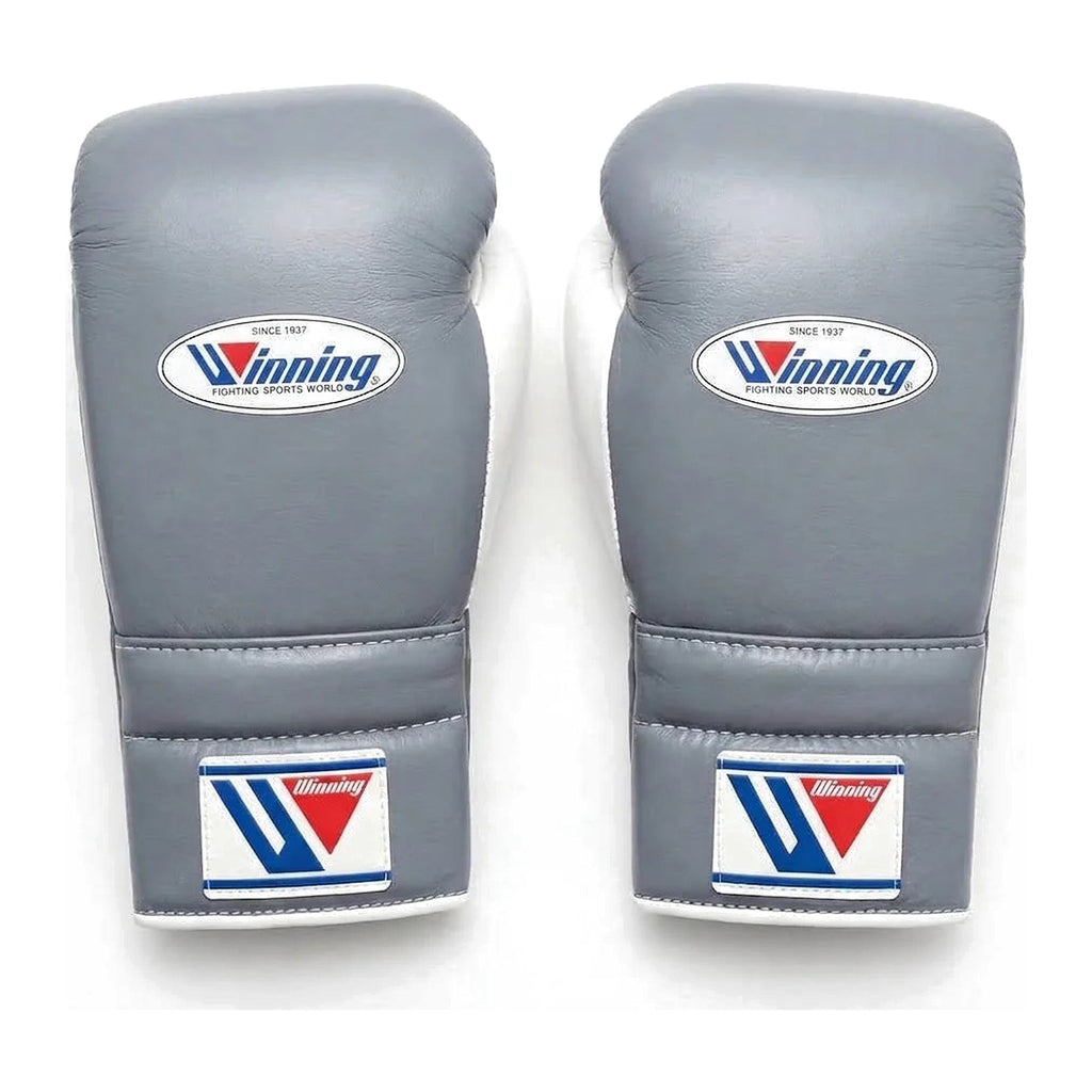 Winning Boxing Gloves Black, Grey & White, side view