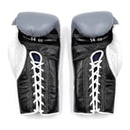 Winning Boxing Gloves Black, Grey & White lace-up training glove, genuine leather, 8oz to 16oz