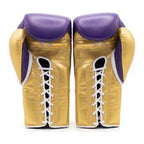 Winning Boxing Gloves Gold & Purple lace-up training glove, genuine leather, 8oz to 16oz