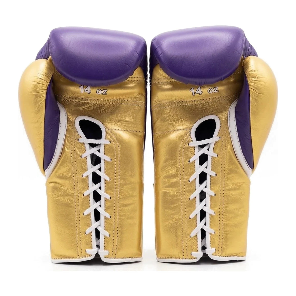 Winning Boxing Gloves Gold & Purple lace-up training glove, genuine leather, 8oz to 16oz