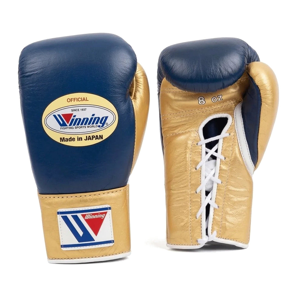 Winning Boxing Gloves Navy & Gold, pair view