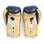 Winning Boxing Gloves Navy & Gold lace-up training glove, genuine leather, 8oz to 16oz