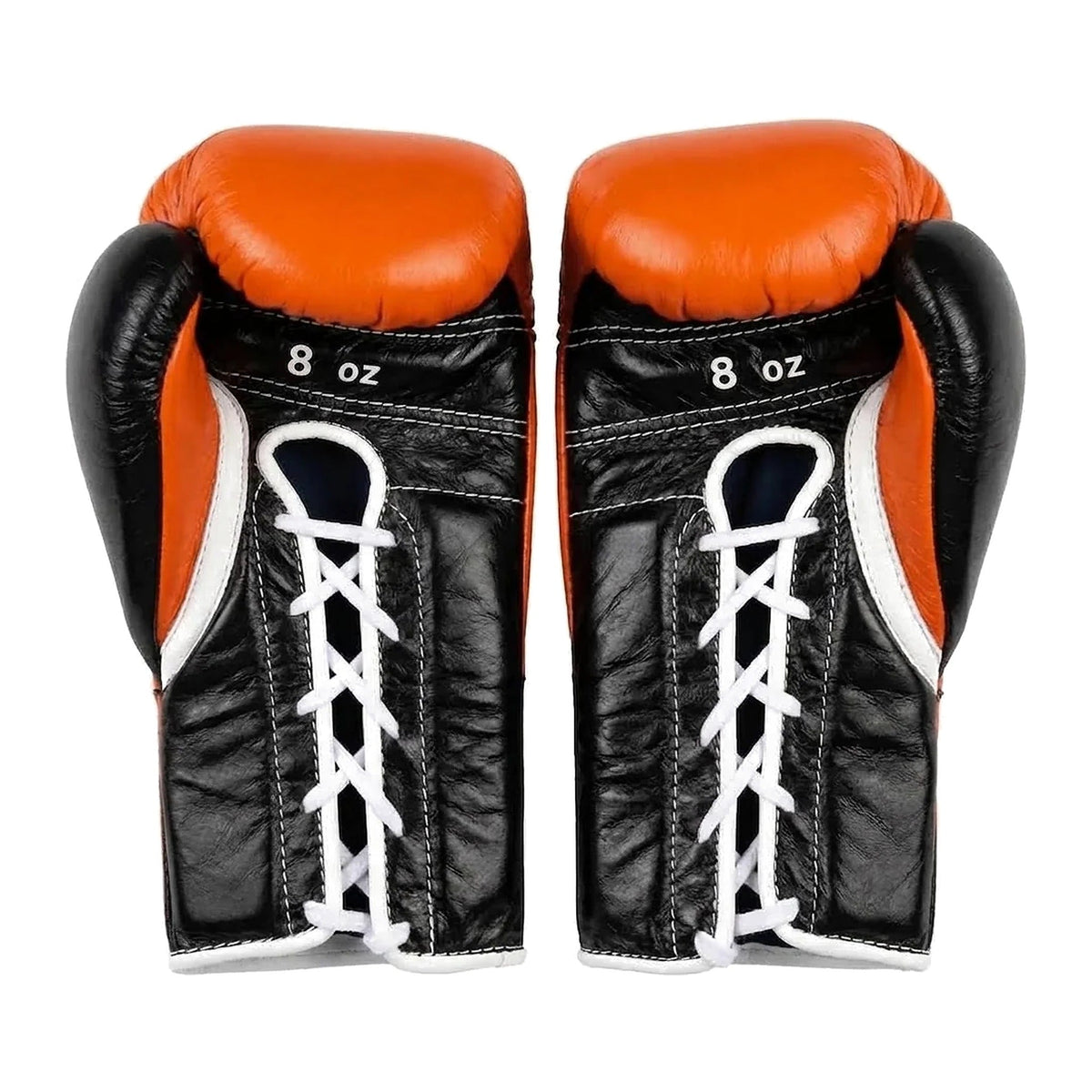 Winning Boxing Gloves Orange & Black lace-up training glove, genuine leather, 8oz to 16oz