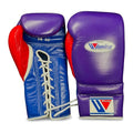 Winning Boxing Gloves Purple, Blue & Red lace-up training glove, genuine leather, 8oz to 16oz