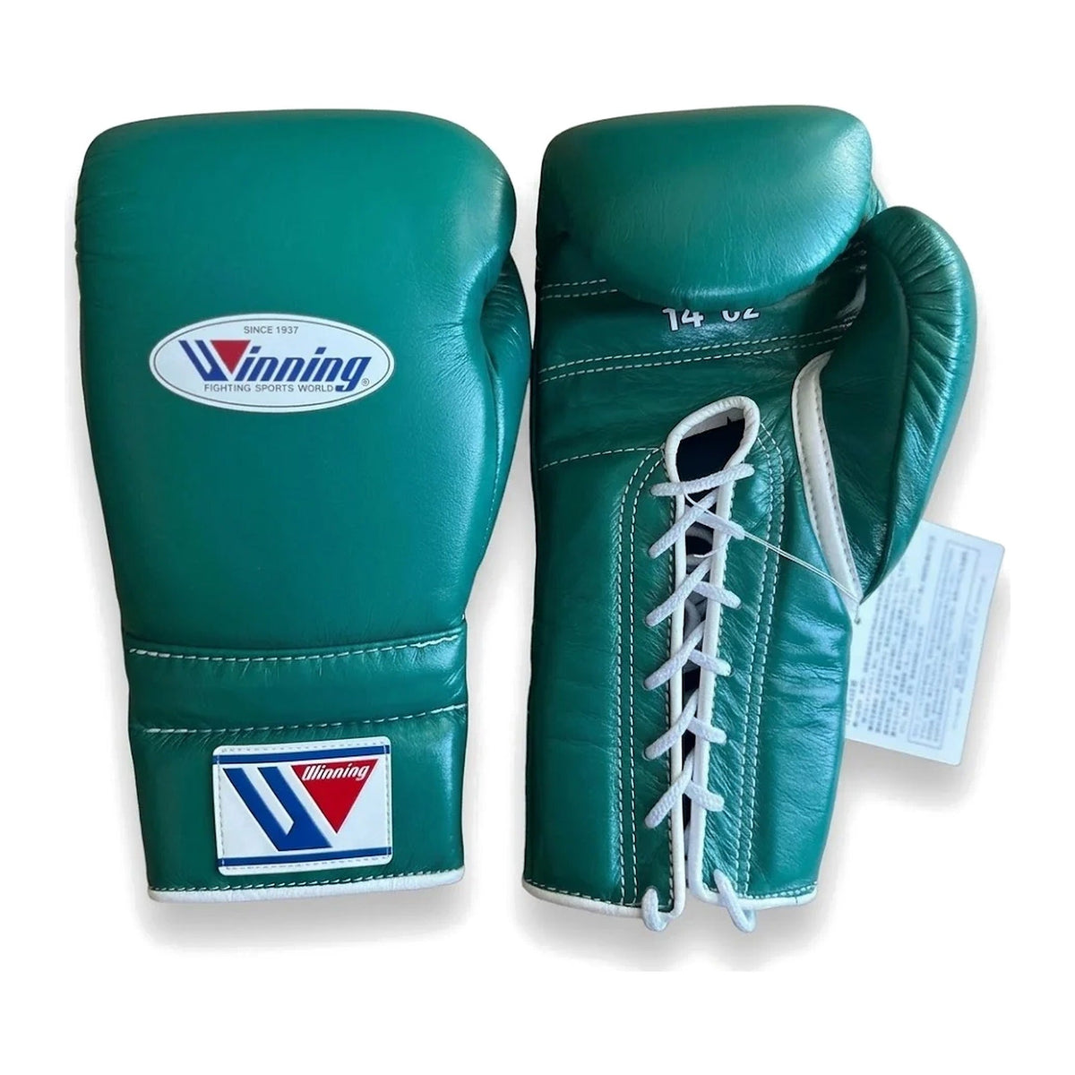 Winning Boxing Gloves Teal & White lace-up training glove, genuine leather, 8oz to 16oz