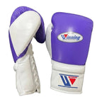 Winning Boxing Gloves White & Purple, side view