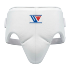White leather groin guard with central logo patch from the Winning white set