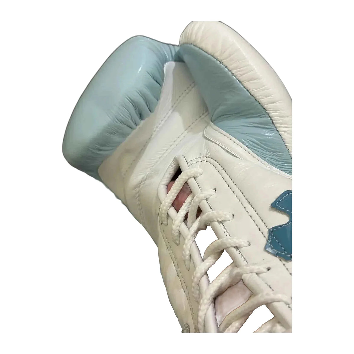 Winning light blue camo lace-up boxing gloves – alternate view 4
